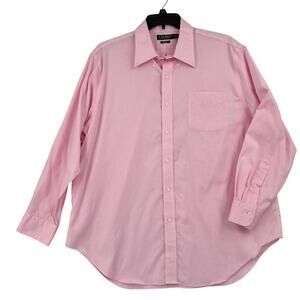 Ralph Lauren Button Down Shirt Size 18 34/35 Pink Classic Fit Non Iron Cotton